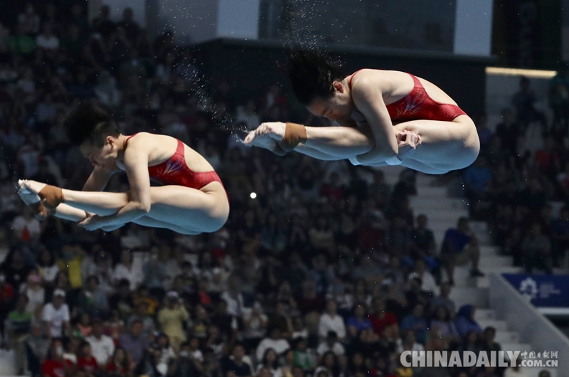 亞運會跳水女子雙人三米板：中國選手昌雅妮/施廷懋奪冠